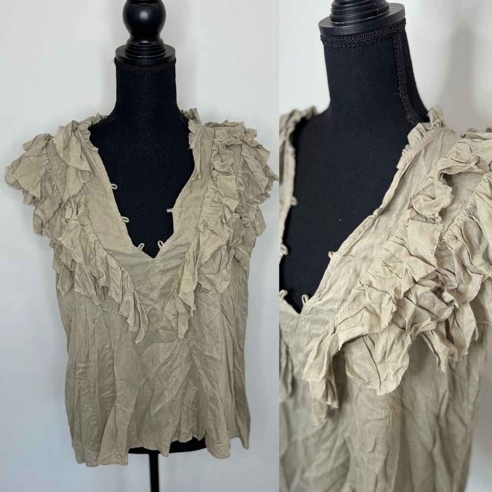 Mustard Seed Women's V-Neck Ruffle Top (S)